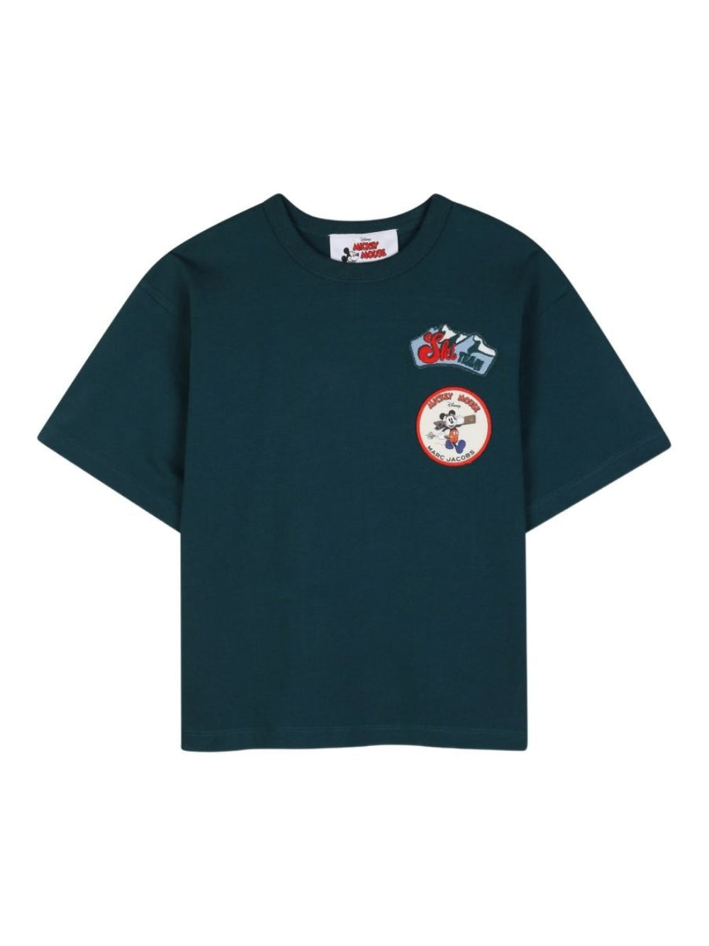 T-shirt per bambino The Marc Jacobs Kids x Disney verde con applicazione Mickey Mouse W61065 668 THE MARC JACOBS KIDS 