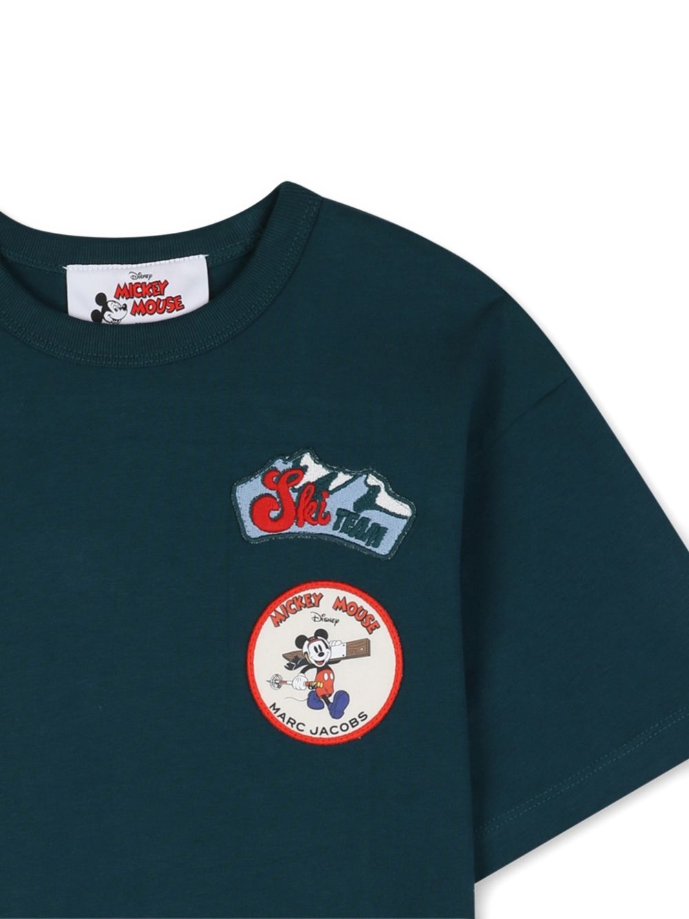 T-shirt per bambino The Marc Jacobs Kids x Disney verde con applicazione Mickey Mouse W61065 668 THE MARC JACOBS KIDS 