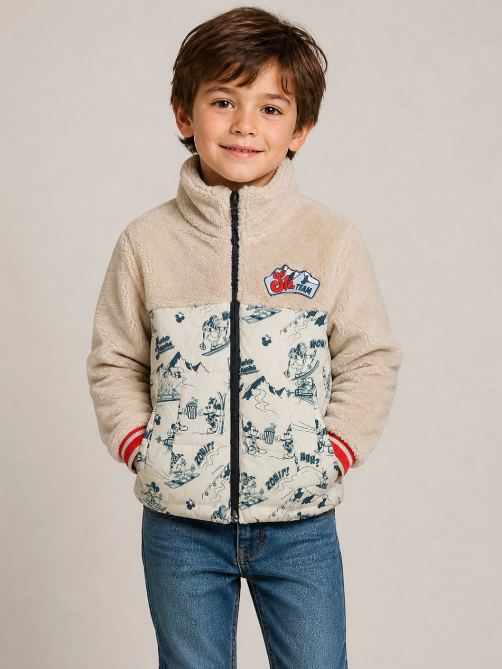 Giubbino per bambino The Marc Jacobs Kids x Disney beige con inserti in pile W61069 184 THE MARC JACOBS KIDS 