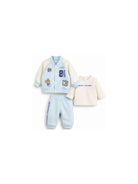 Set tre pezzi per neonato The Marc Jacobs Kids azzurro con logo sul davanti W61078 77X THE MARC JACOBS KIDS 