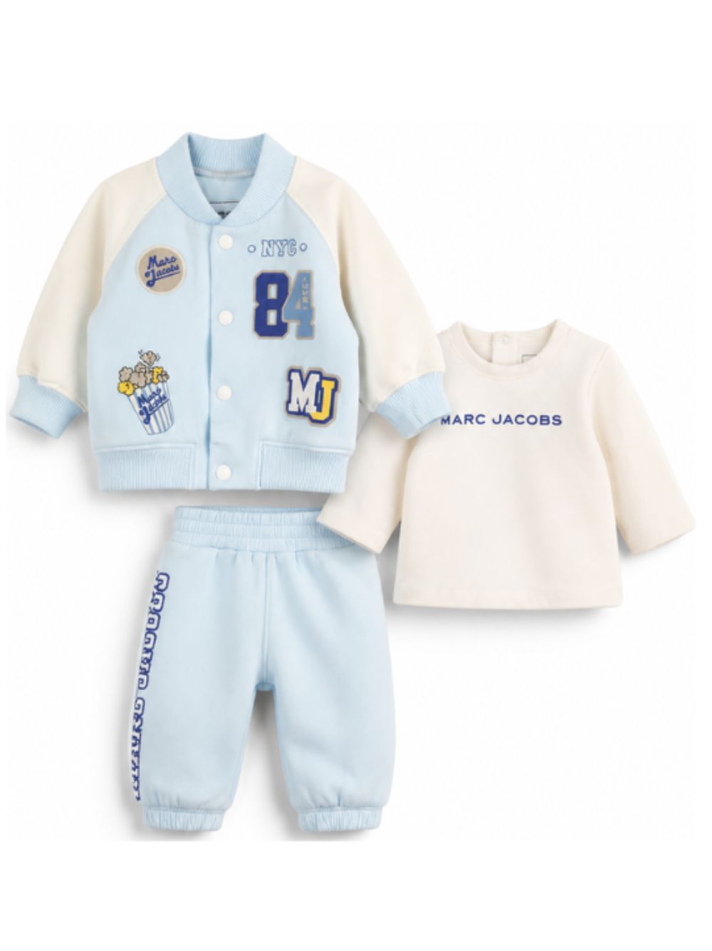 Set tre pezzi per neonato The Marc Jacobs Kids azzurro con logo sul davanti W61078 77X THE MARC JACOBS KIDS 