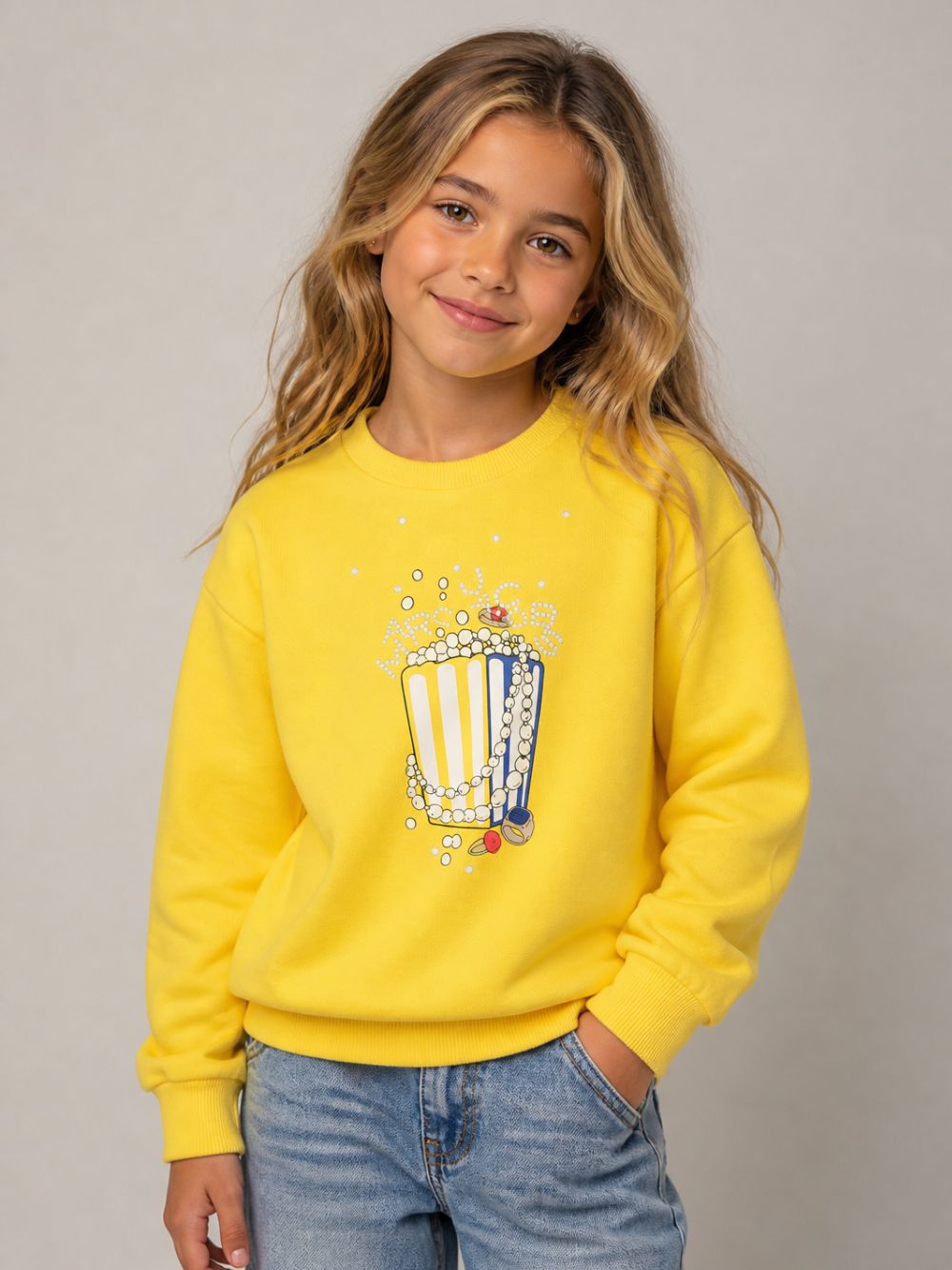Felpa per bambina The Marc Jacobs Kids gialla con stampa grafica popcorn W61081 526 THE MARC JACOBS KIDS 
