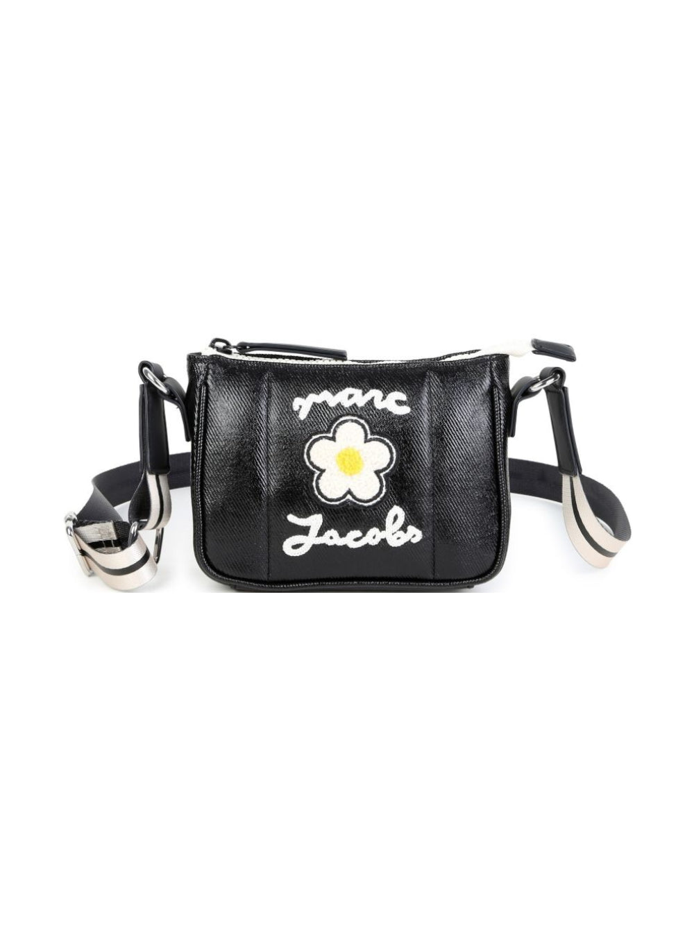 Borsa a spalla per bambina The Marc Jacobs nera con applicazione fiore sul davanti W61091 09B THE MARC JACOBS KIDS 
