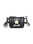 Borsa a spalla per bambina The Marc Jacobs nera con applicazione fiore sul davanti W61091 09B THE MARC JACOBS KIDS 