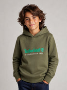 Felpa per bambino Timberland Kids verde oliva con stampa logo sul davanti T60975 730 TIMBERLAND KIDS 