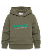 Felpa per bambino Timberland Kids verde oliva con stampa logo sul davanti T60975 730 TIMBERLAND KIDS 