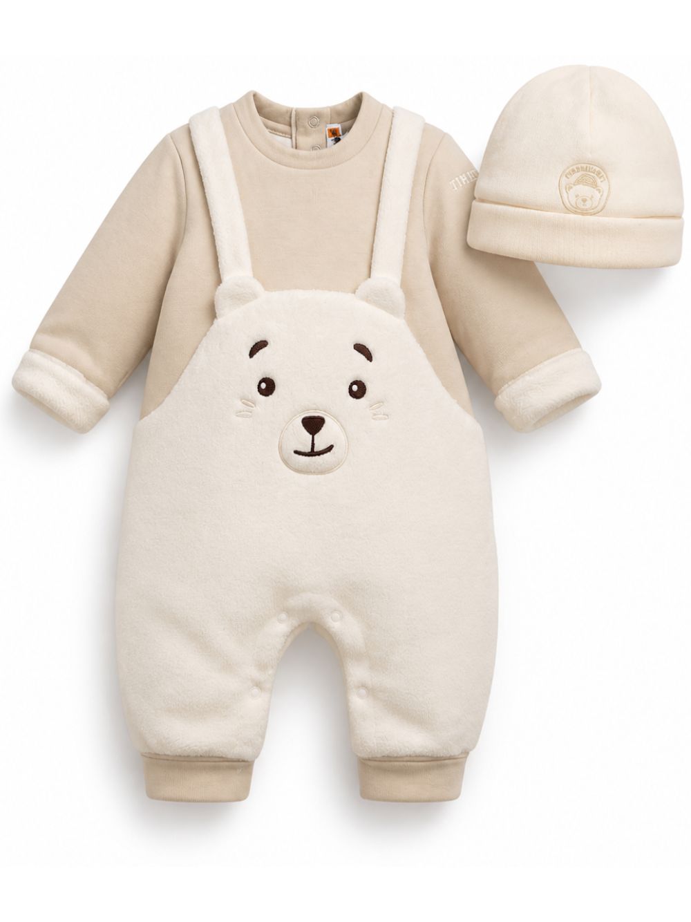 Set tutina e cappellino per neonato Timberland Kids beige con dettaglio orsetto sul davanti T61007 127 TIMBERLAND KIDS 