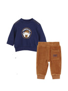 Set felpa e pantaloni per neonato Timberland Kids blu a coste con stampa T61009 84N TIMBERLAND KIDS 