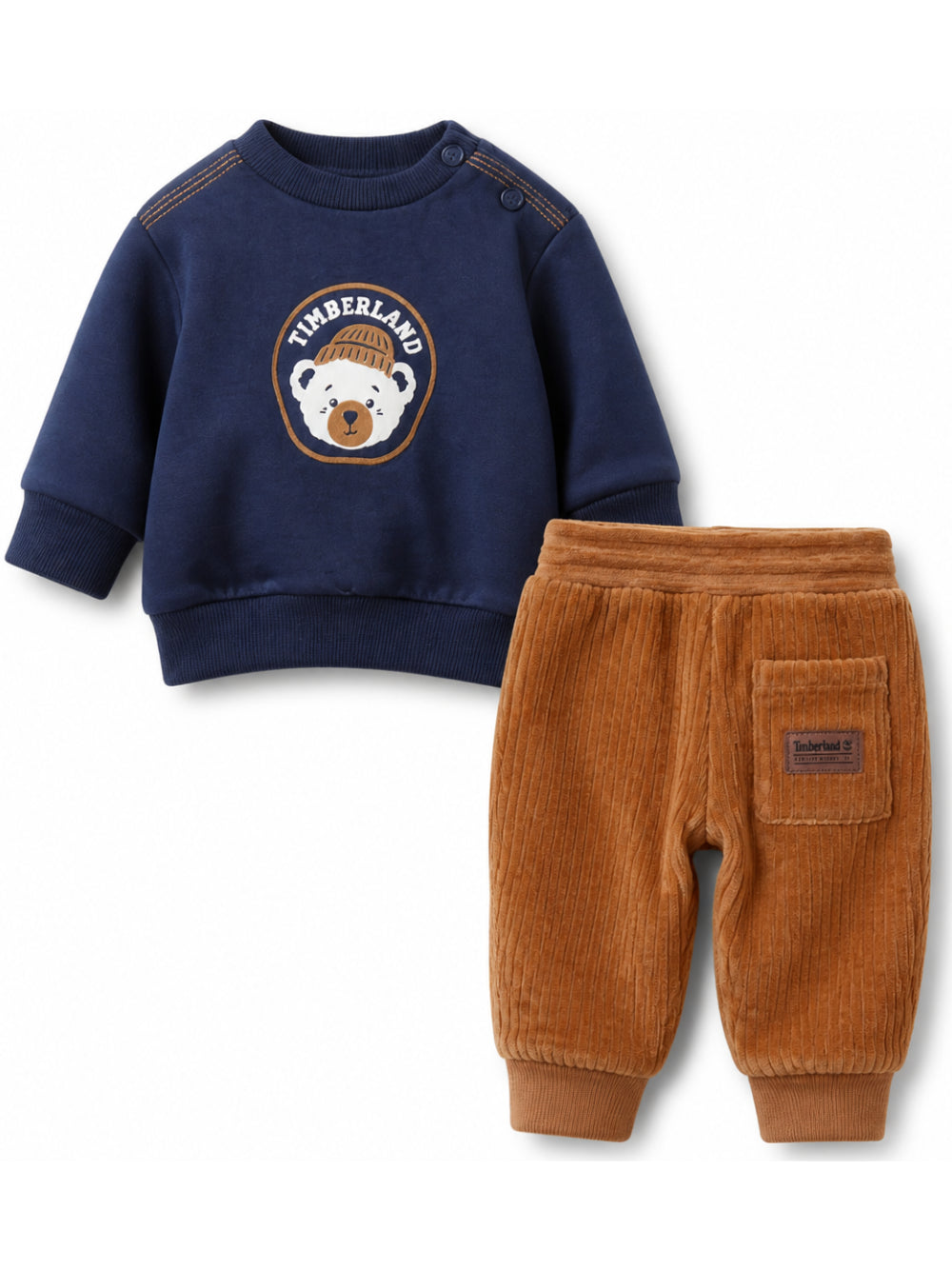 Set felpa e pantaloni per neonato Timberland Kids blu a coste con stampa T61009 84N TIMBERLAND KIDS 