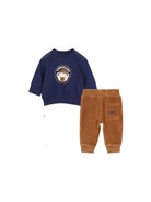 Set felpa e pantaloni per neonato Timberland Kids blu a coste con stampa T61009 84N TIMBERLAND KIDS 