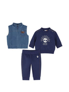 Set tre pezzi per neonato Timberland Kids blu con stampa logo sul davanti T61016 84N TIMBERLAND KIDS 