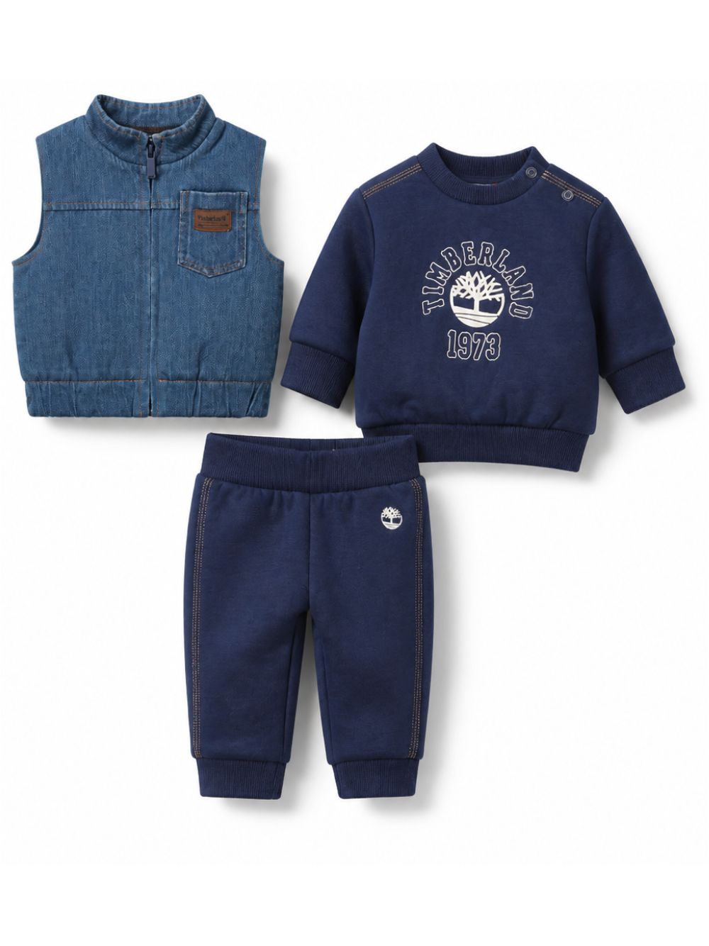 Set tre pezzi per neonato Timberland Kids blu con stampa logo sul davanti T61016 84N TIMBERLAND KIDS 