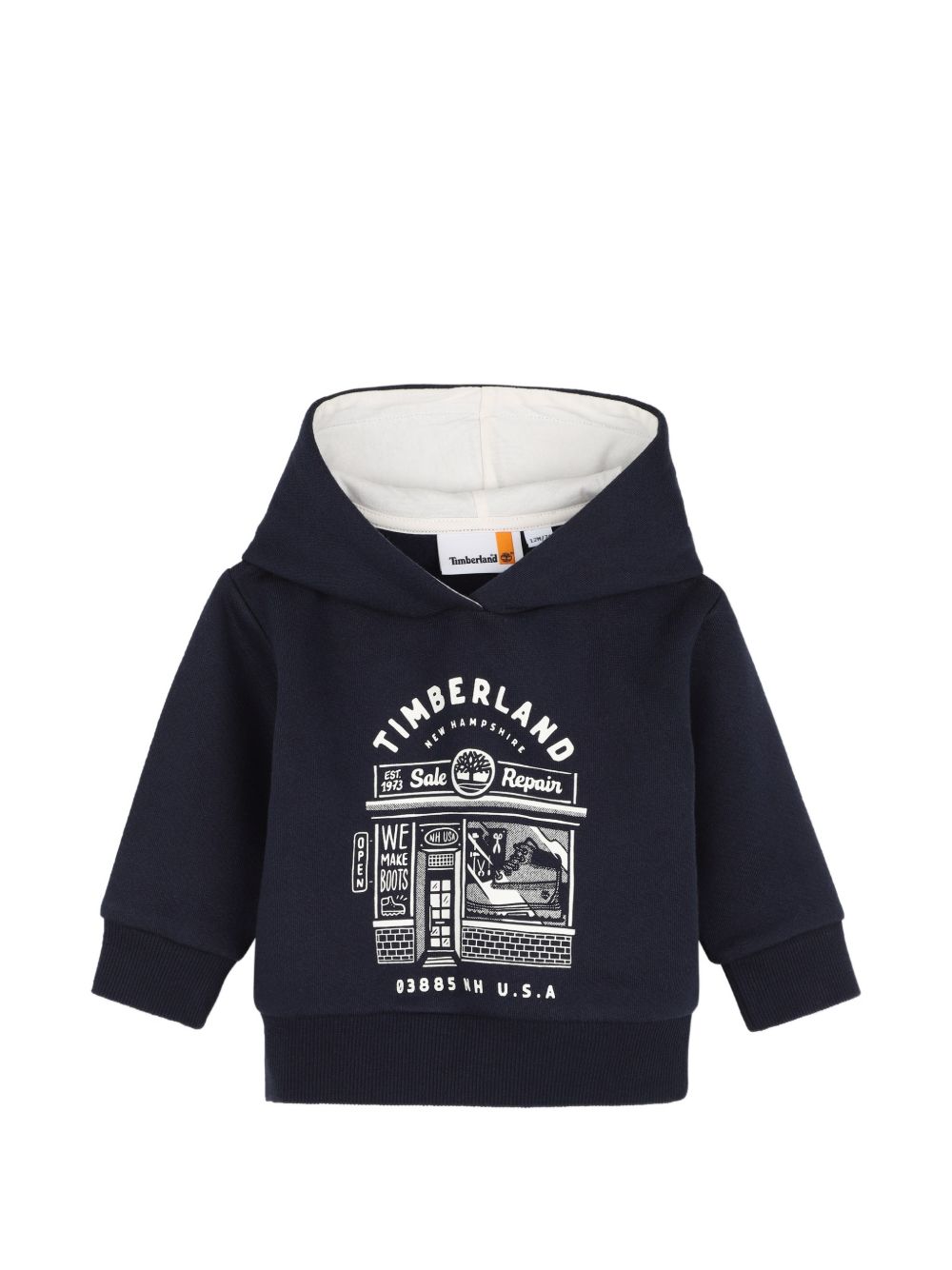 Felpa per neonato Timberland Kids blu con stampa e cappuccio T61034 849 TIMBERLAND KIDS 