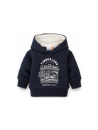 Felpa per neonato Timberland Kids blu con stampa e cappuccio T61034 849 TIMBERLAND KIDS 