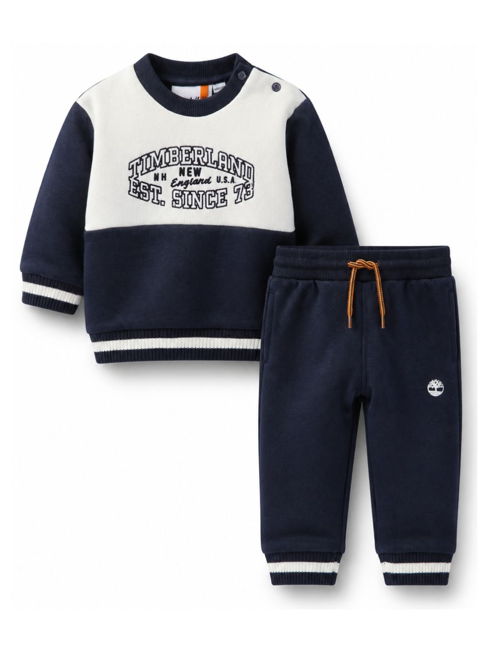 Set tuta sportiva per neonato Timberland Kids blu con stampa logo sul davanti T61037 849 TIMBERLAND KIDS 