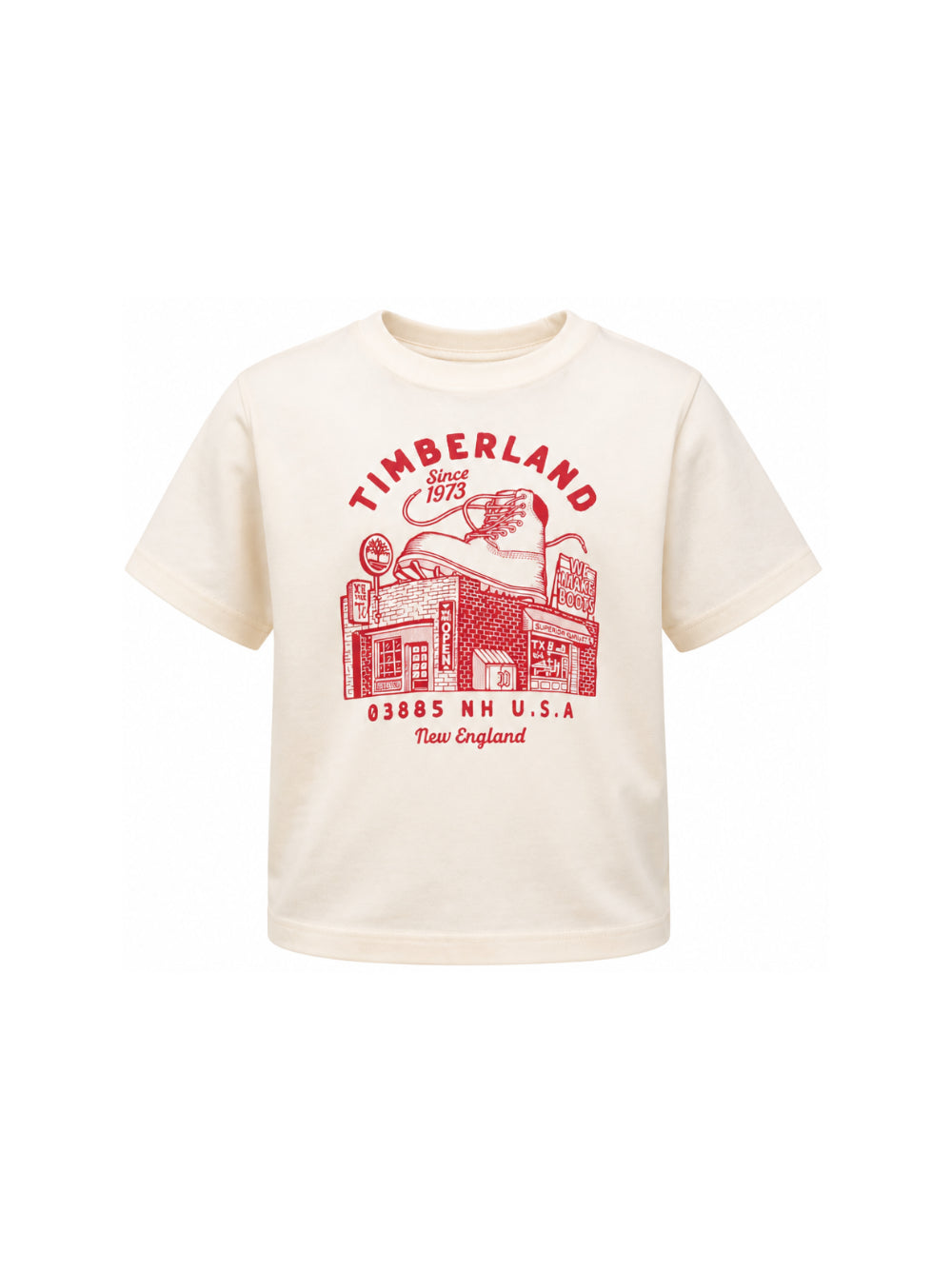 T-shirt per bambino Timberland Kids color crema con stampa grafica T61054 127 TIMBERLAND KIDS 