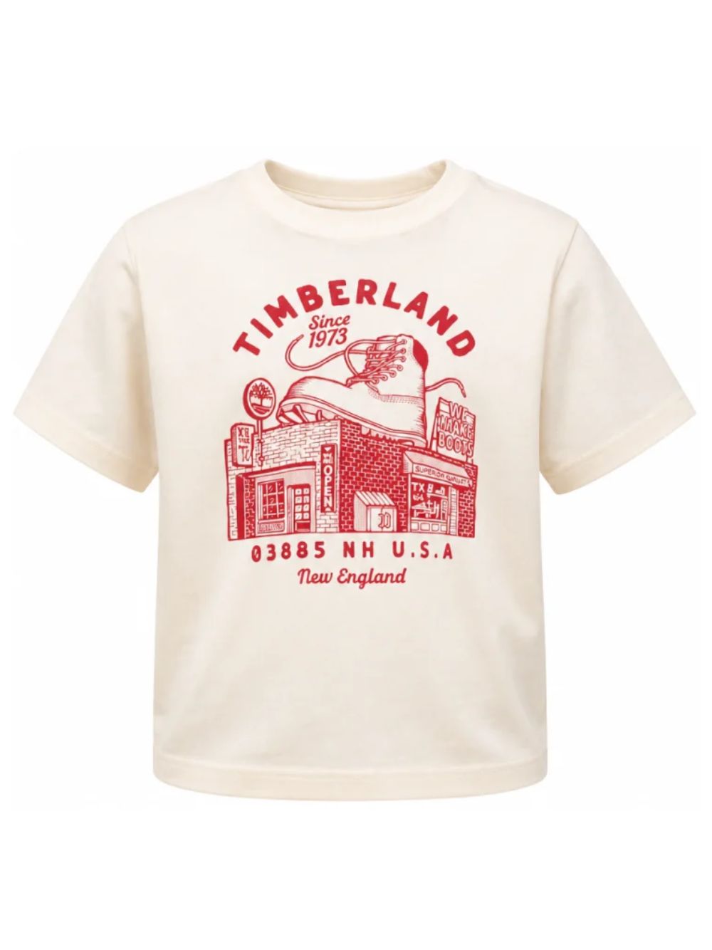 T-shirt per bambino Timberland Kids color crema con stampa grafica T61054 127 TIMBERLAND KIDS 