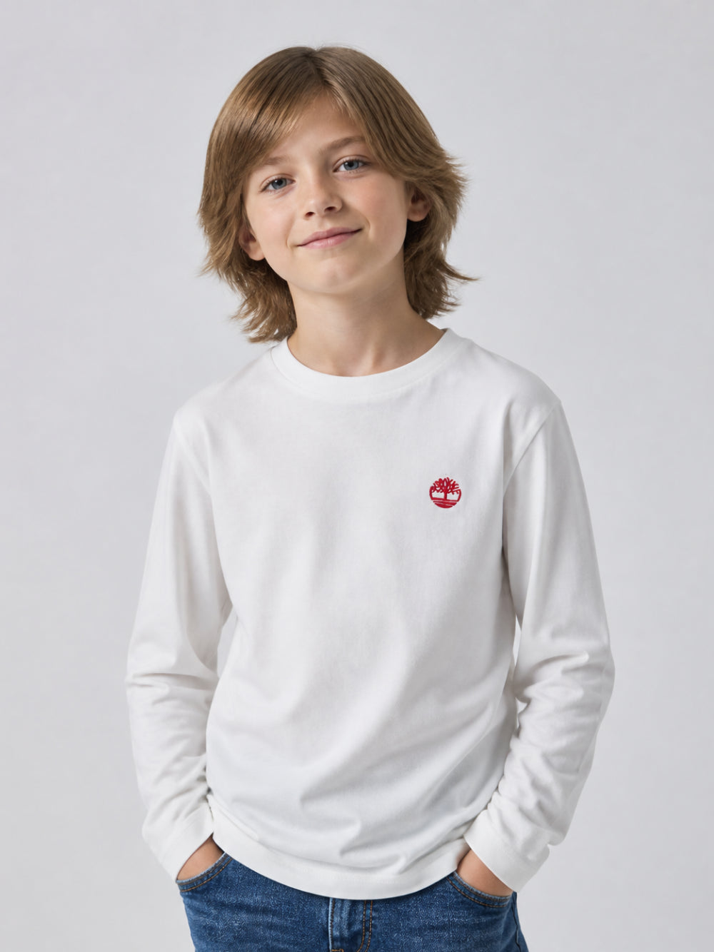 T-shirt per bambino Timberland Kids bianca con applicazione logo T61056 127 TIMBERLAND KIDS 