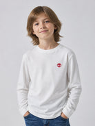 T-shirt per bambino Timberland Kids bianca con applicazione logo T61056 127 TIMBERLAND KIDS 