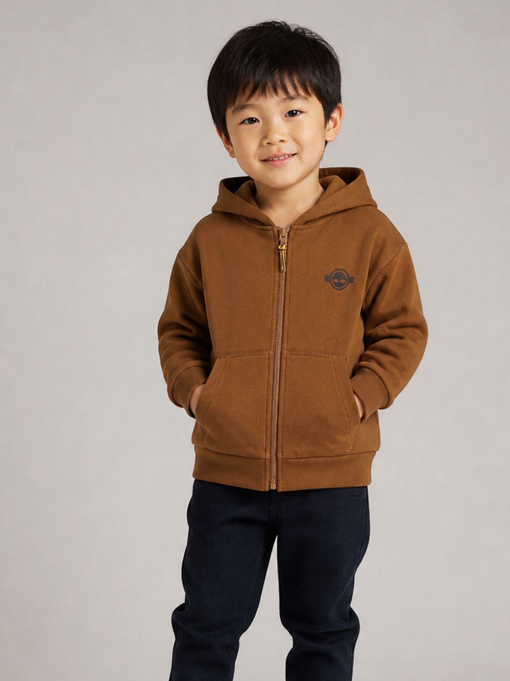 Felpa per bambino Timberland Kids marrone con stampa logo sul davanti T61067 325 TIMBERLAND KIDS 