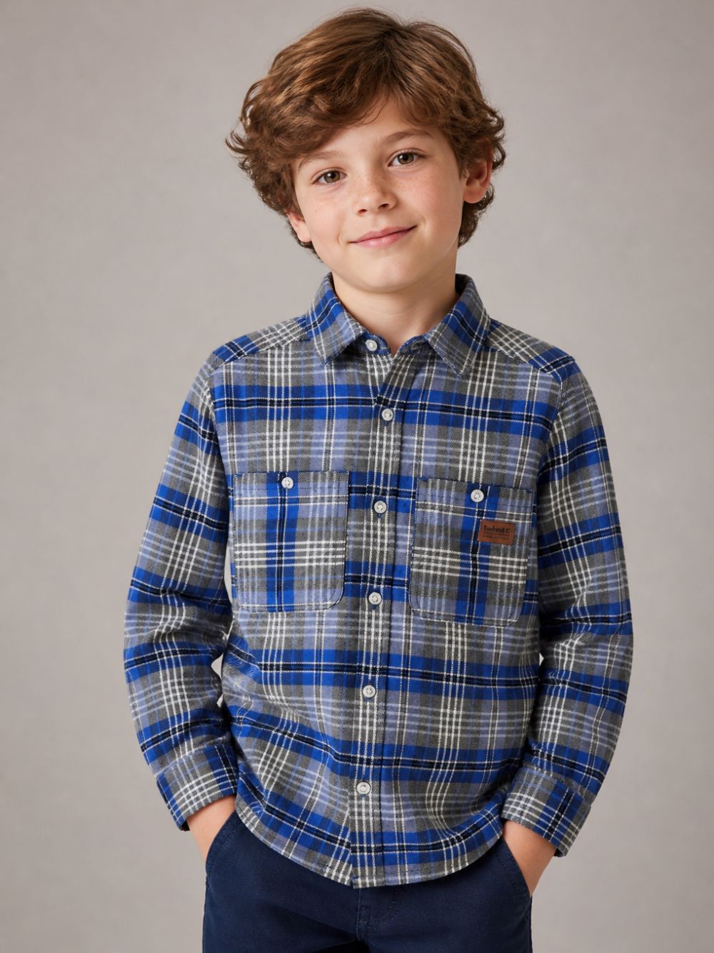Camicia per bambino Timberland Kids blu con motivo a quadri T61087 829 TIMBERLAND KIDS 