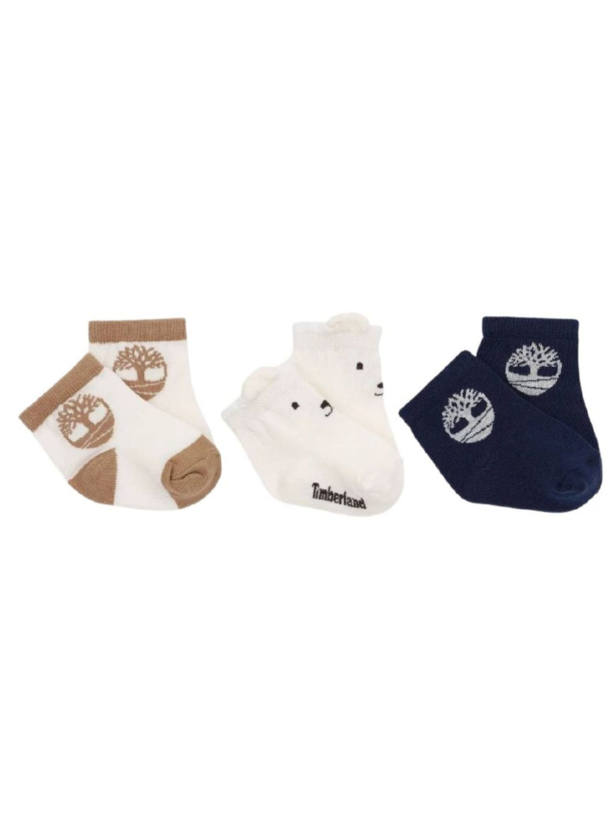 Set tre calzini per neonato Timberland Kids multicolore con stampa logo sul davanti T61094 127 TIMBERLAND KIDS 