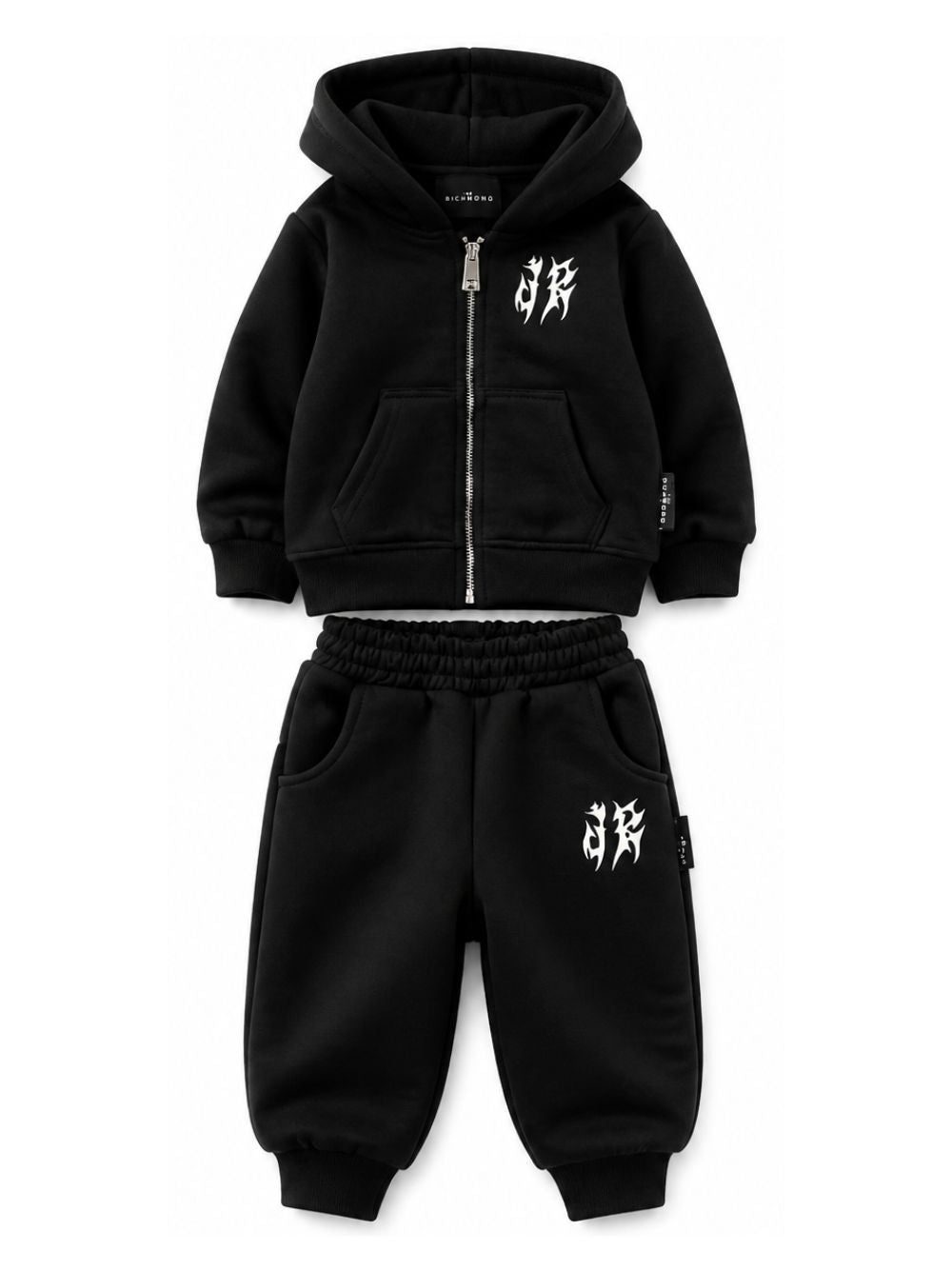 Tuta sportiva per neonato John Richmond Kids nera con logo ricamato sul davanti RIA26035CF BLACK JOHN RICHMOND KIDS 