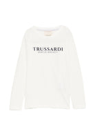 T-shirt per bambino Trussardi Kids bianca con stampa del logo TBA26007TS OFF-WHITE TRUSSARDI KIDS 