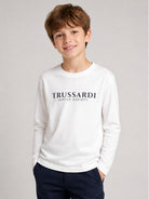 T-shirt per bambino Trussardi Kids bianca con stampa del logo TBA26007TS OFF-WHITE TRUSSARDI KIDS 