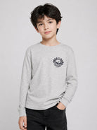 T-shirt per bambino Trussardi Kids grigio con stampa logo sul davanti TBA26015TS GREY LIGHT MELANGE TRUSSARDI KIDS 