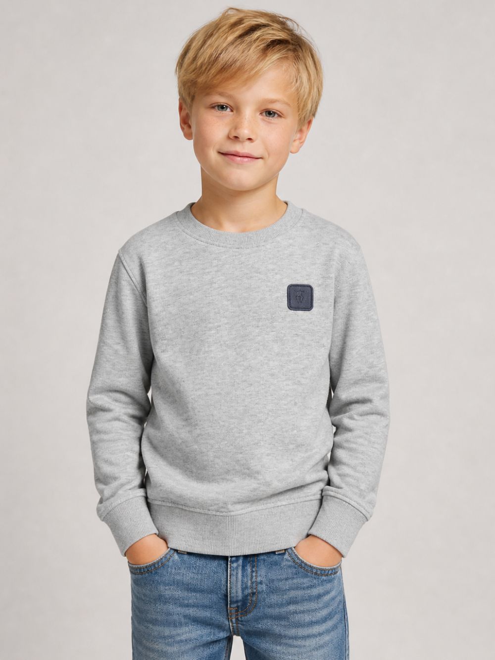 Felpa per bambino Trussardi Kids grigio con effetto mélange TBA26020FE GREY LIGHT MELANGE TRUSSARDI KIDS 