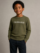 Maglione per bambino Trussardi Kids verde con ricamo logo TBA26021MA CYPRESS TRUSSARDI KIDS 
