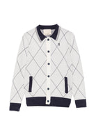 Cardigan per bambino Trussardi Junior bianco con motivo a rombi TBA26028CD OFF-WHITE TRUSSARDI KIDS 