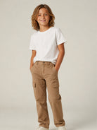 Pantaloni cargo per bambino Trussardi Junior marrone con logo ricamato TBA26036PA BROWN TRUSSARDI KIDS 
