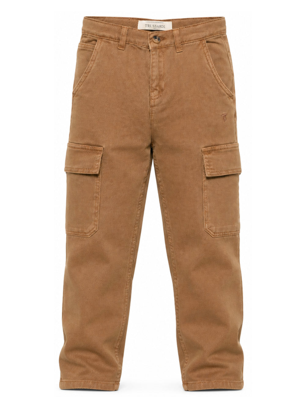 Pantaloni cargo per bambino Trussardi Junior marrone con logo ricamato TBA26036PA BROWN TRUSSARDI KIDS 
