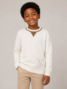 Maglione per bambino Trussardi Kids bianco con ricamo logo TBA26038MA OFF-WHITE TRUSSARDI KIDS 