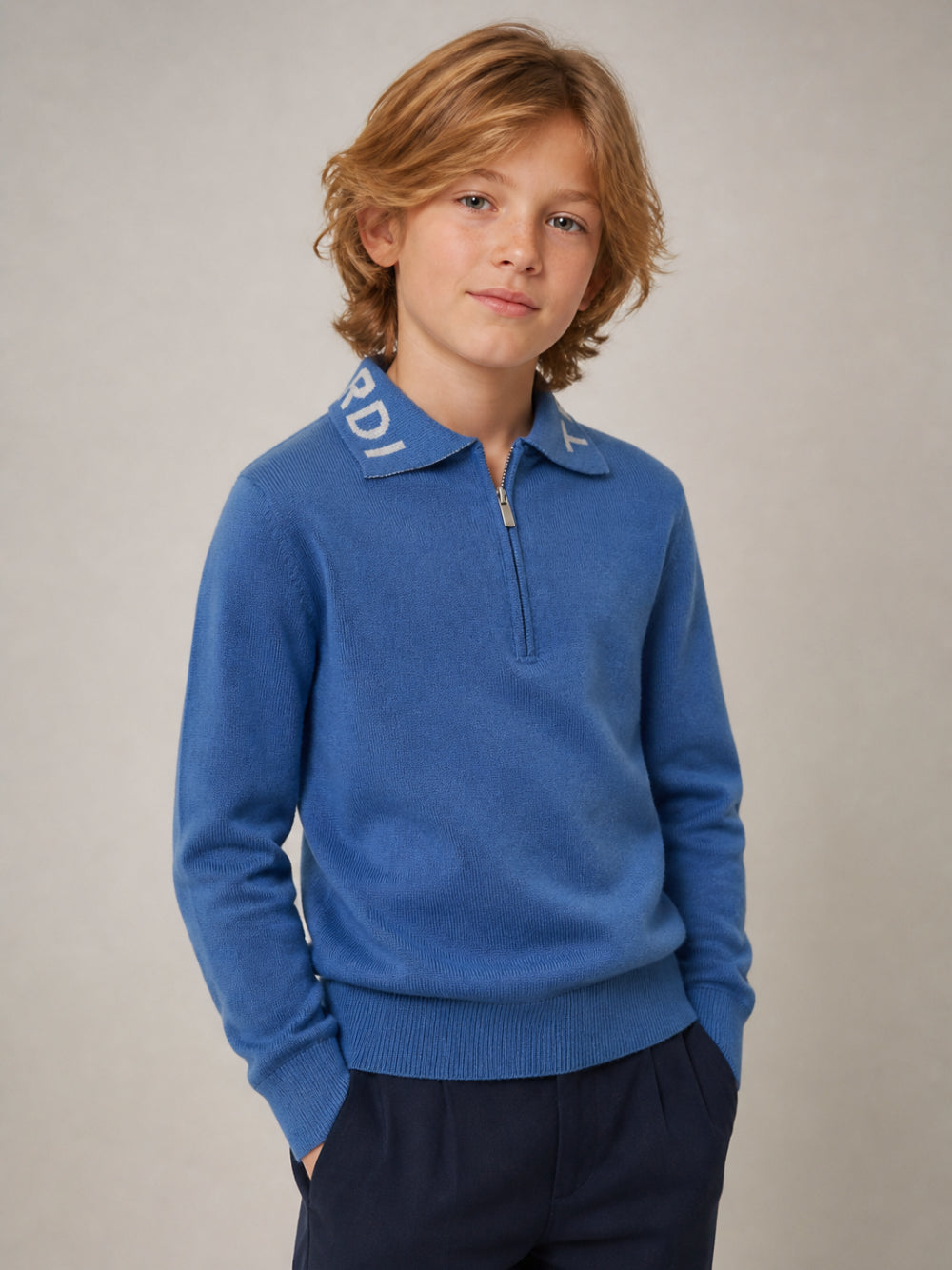 Polo per bambino Trussardi Kids blu con chiusura a zip TBA26046PO AVIO TRUSSARDI KIDS 
