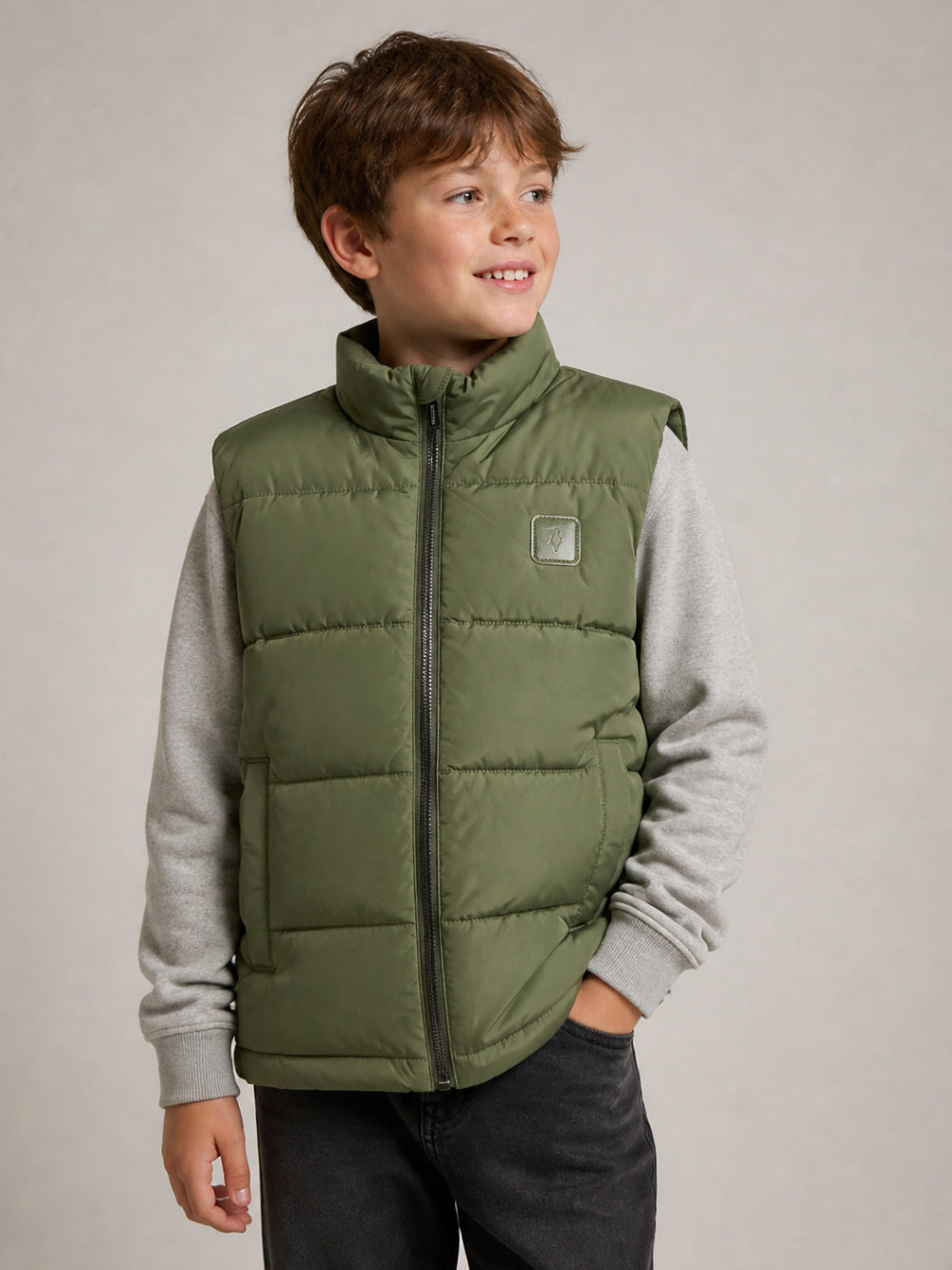 Gilet per bambino Trussardi Junior verde imbottito trapuntato TBA26048PI CYPRESS TRUSSARDI KIDS 