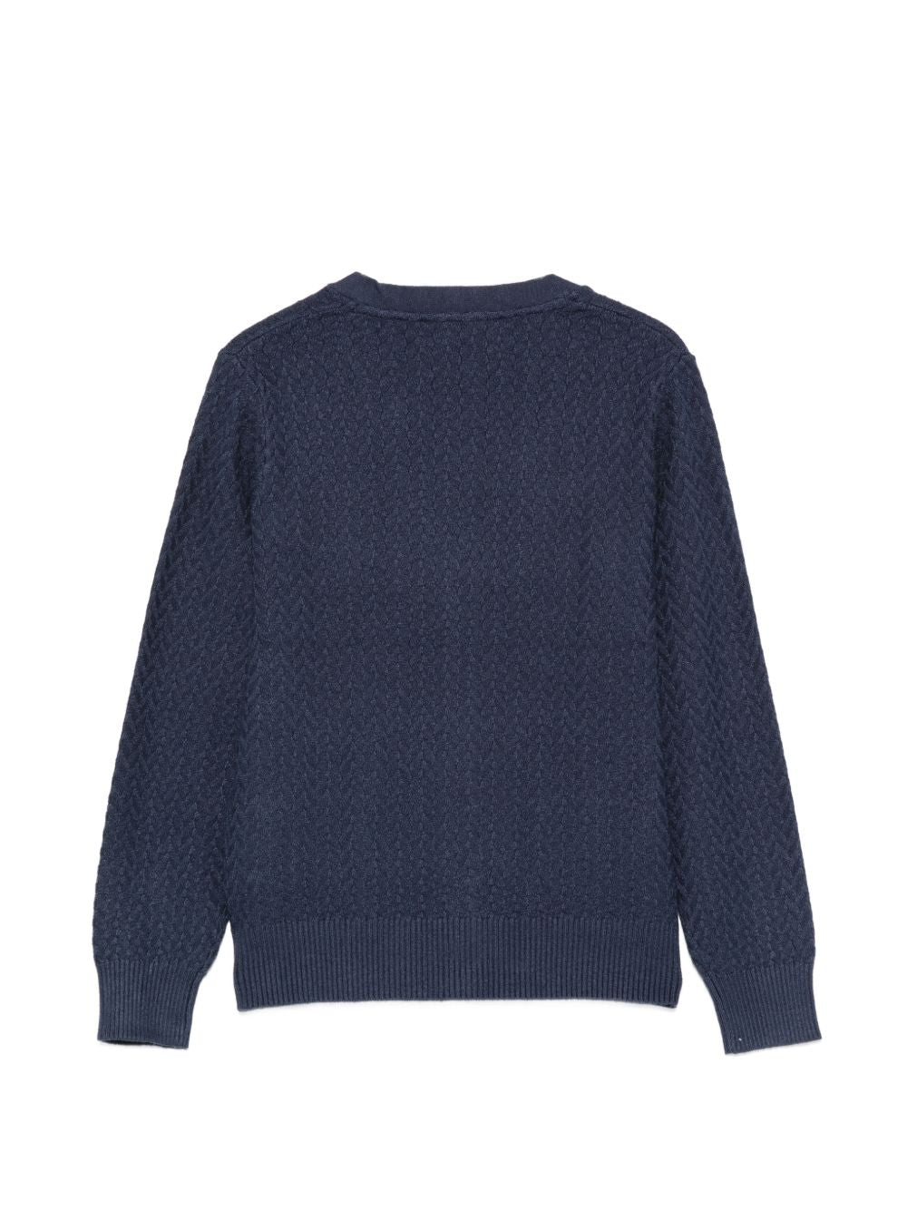 Cardigan per bambino Trussardi Kids blu con lavorazione a maglia intrecciata TBA26059CD BLUE NAVAL TRUSSARDI KIDS 