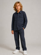 Camicia per bambino Trussardi Kids blu con logo ricamato sul petto TBA26063CA BLUE NAVAL TRUSSARDI KIDS 