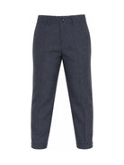Pantaloni per bambino Trussardi Kids blu con chiusura frontale con bottone TBA26064PA BLUE NAVAL TRUSSARDI KIDS 