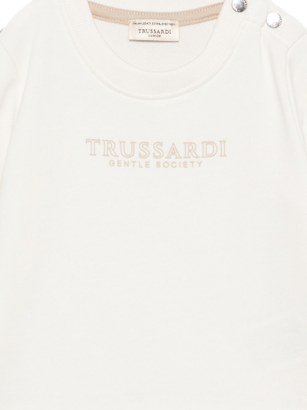 Tuta sportiva per neonato Trussardi Junior bianco e beige con logo TIA26007CF OFF-WHITE TRUSSARDI KIDS 