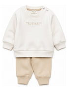 Tuta sportiva per neonato Trussardi Junior bianco e beige con logo TIA26007CF OFF-WHITE TRUSSARDI KIDS 