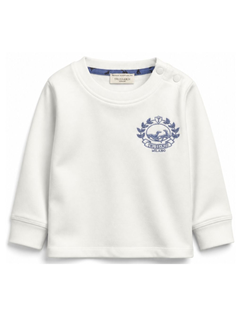 Felpa per neonato Trussardi Kids bianca con logo ricamato TIA26065TS OFF-WHITE TRUSSARDI KIDS 