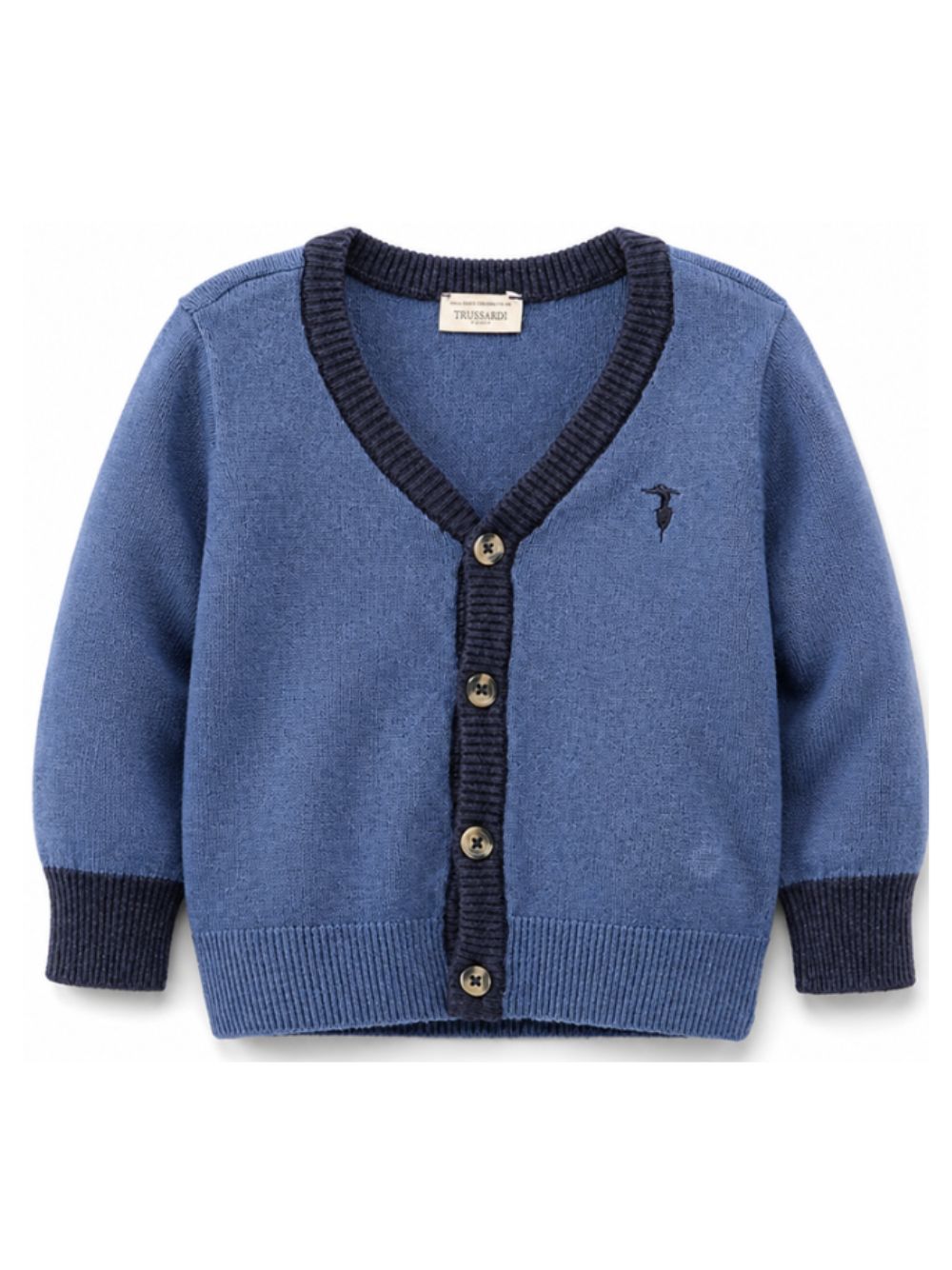 Cardigan per neonato Trussardi Kids blu con bordi a contrasto TIA26071CD AVIO TRUSSARDI KIDS 