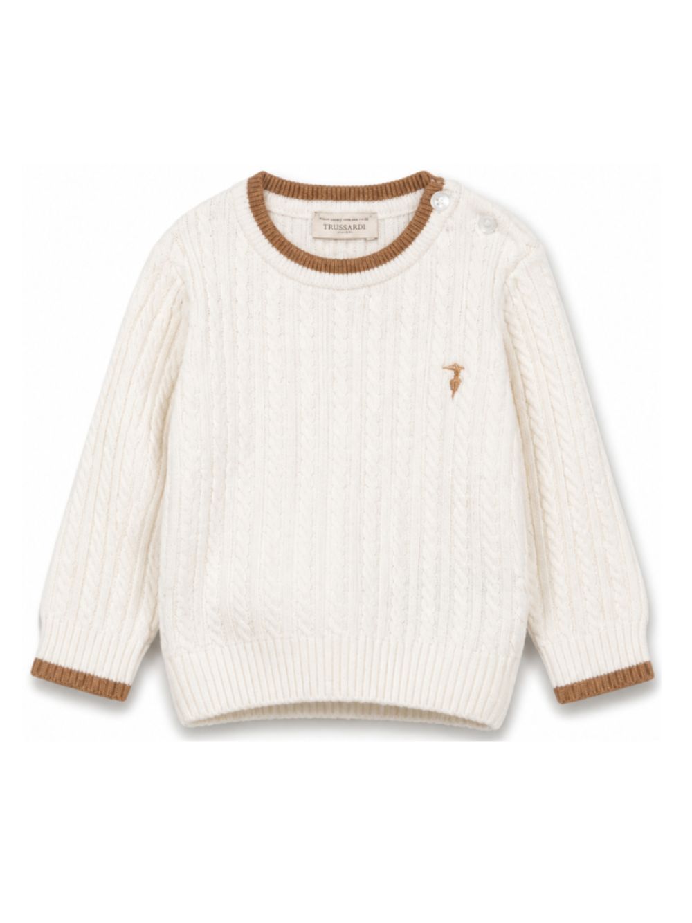 Maglione per neonato Trussardi Kids bianco con lavorazione in maglia TIA26084MA OFF-WHITE TRUSSARDI KIDS 