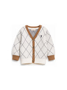 Cardigan per neonato Trussardi Kids bianco con motivo a quadri TIA26095CD OFF-WHITE TRUSSARDI KIDS 