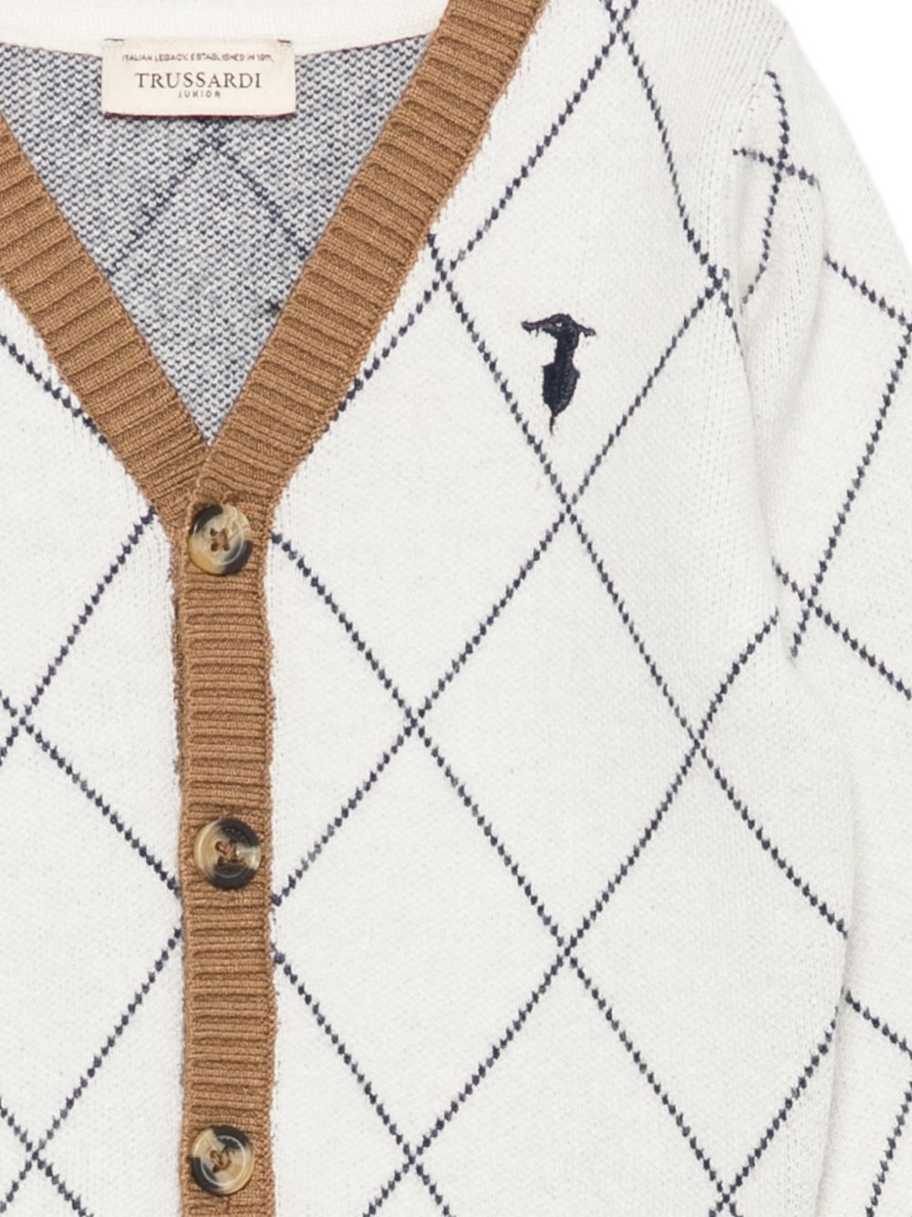 Cardigan per neonato Trussardi Kids bianco con motivo a quadri TIA26095CD OFF-WHITE TRUSSARDI KIDS 