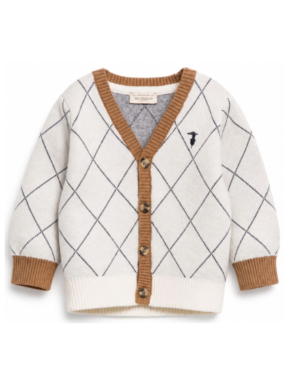Cardigan per neonato Trussardi Kids bianco con motivo a quadri TIA26095CD OFF-WHITE TRUSSARDI KIDS 