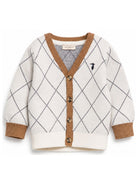Cardigan per neonato Trussardi Kids bianco con motivo a quadri TIA26095CD OFF-WHITE TRUSSARDI KIDS 